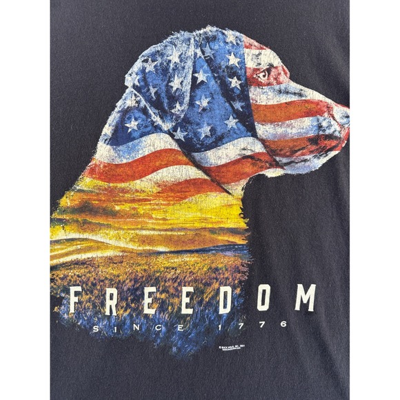 Delta Other - Buckwear Freedom Dog American Flag Graphic T Shirt Size 2XL Black Patriotic 1776